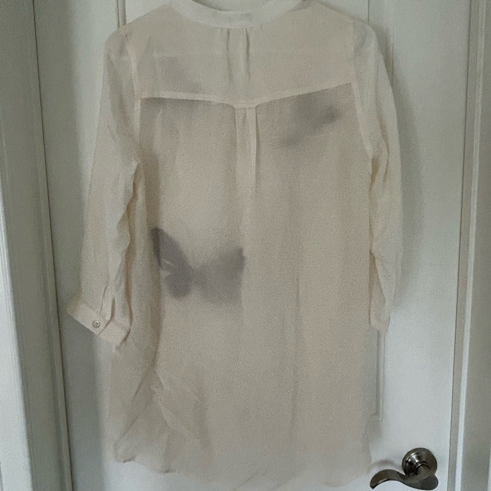 Women's Silk Cream Butterfly Blouse - Picture 4 of 5